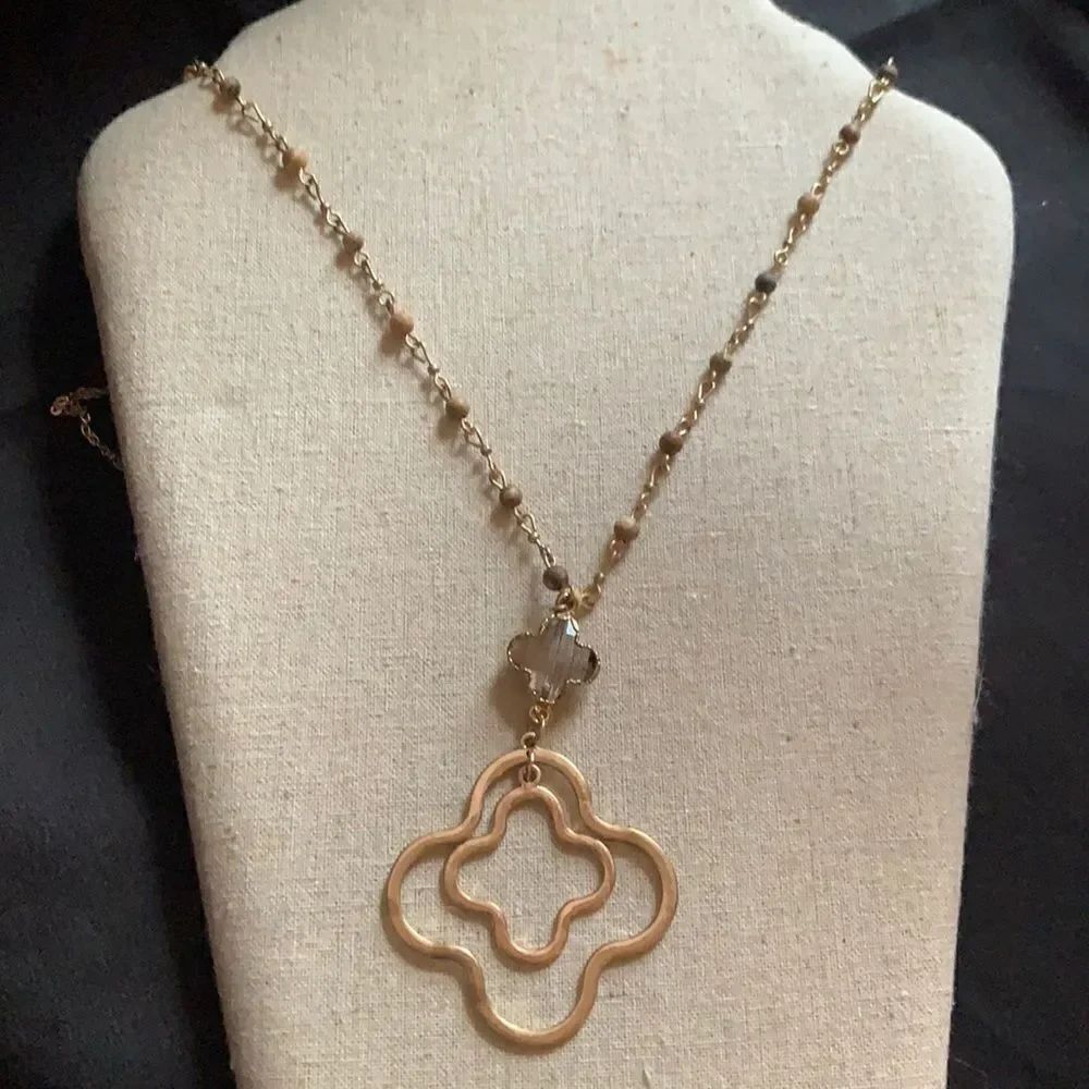 New Gold and brown chain sparkle necklace